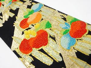アンティーク　花模様織出し袋帯（材料）
